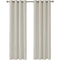 Deconovo Opaca Cortina de Salón Térmica Aislante y Dormitorio Moderno con Ojales 1 Par 135 x 240 cm Beige Claro